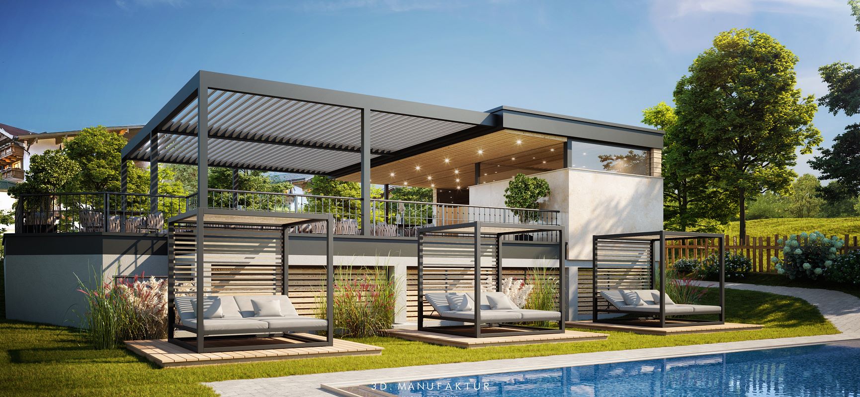Architekturvisualisierung Hotel Peternhof Poolbar unten